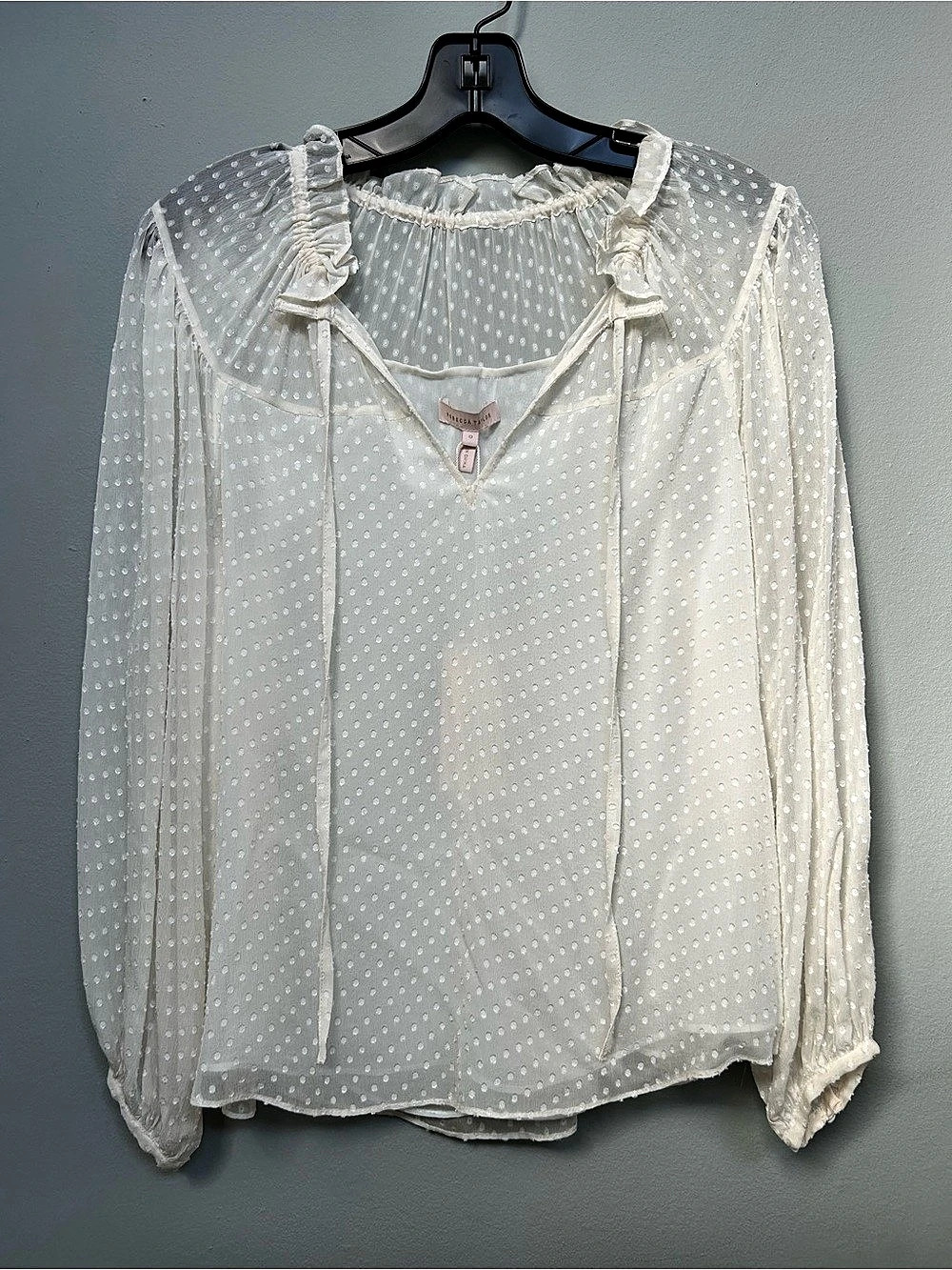 Rebecca Taylor Daisy Blouse Polka Dot White Size Small